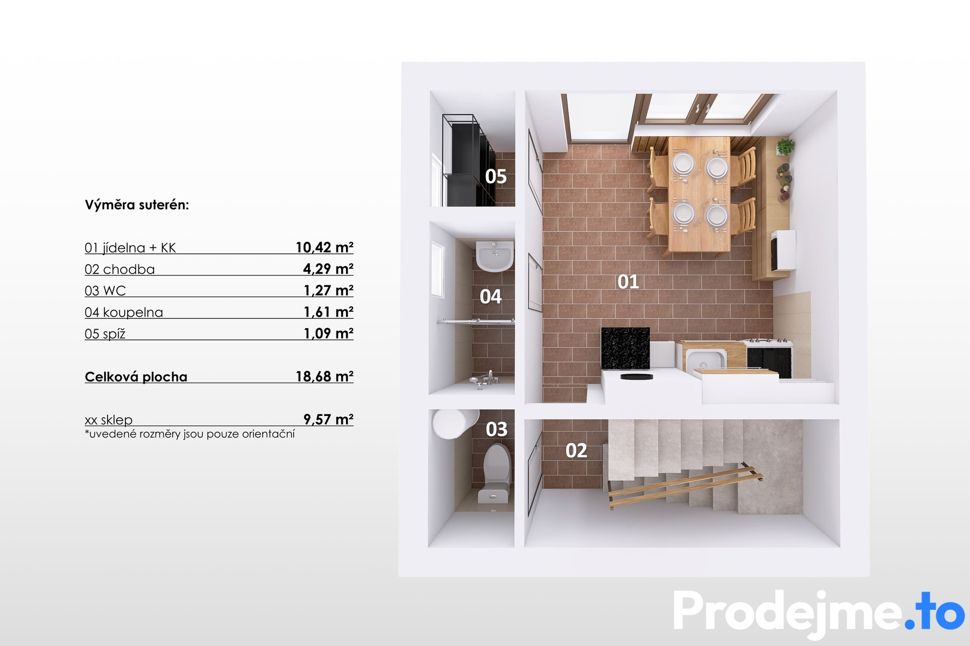3D půdorys - suterén